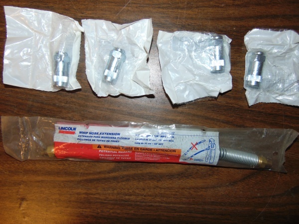 (4) Grease Zert Ends with (2) Flexible Hoses