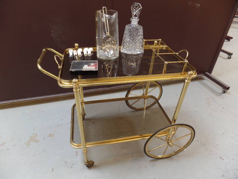 Rolling Liquor Cart and Accessories