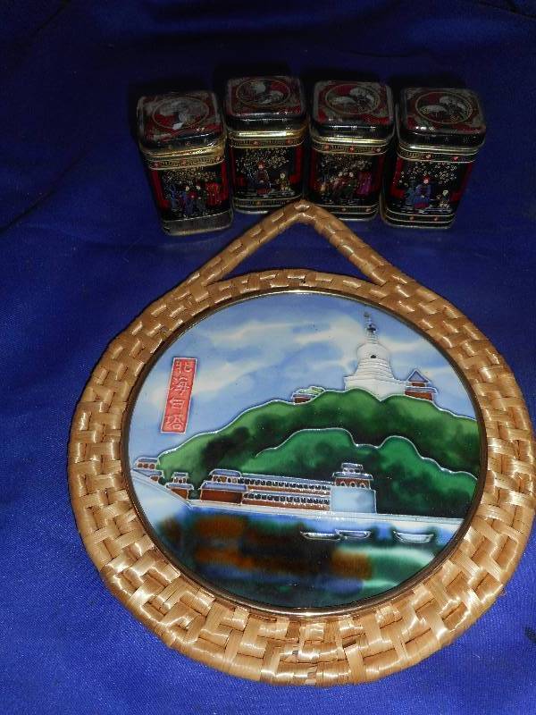 ORIENTAL TEA BINS AND WALL HANGING