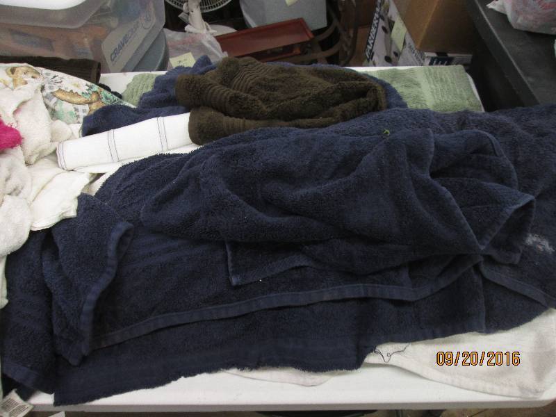 lot 76 image: blue 18 gallon tote full of wash cl...