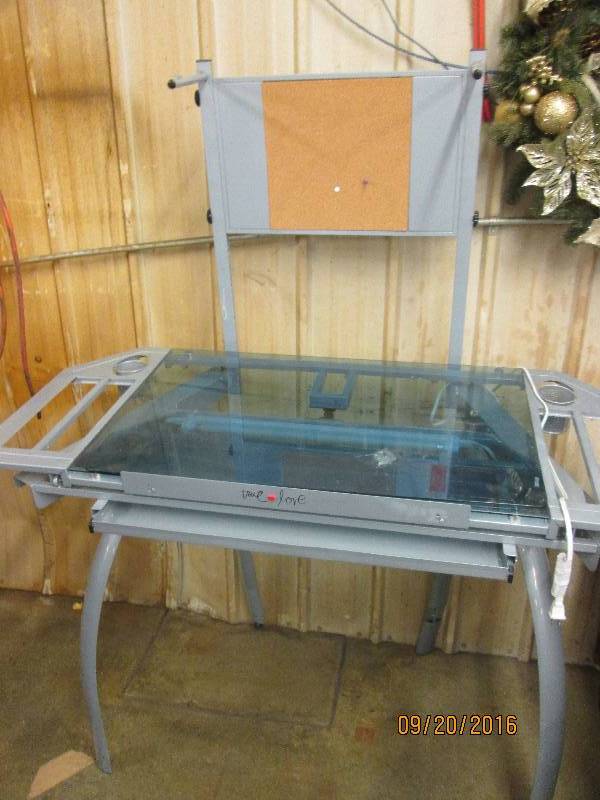 lot 85 image: glass art table nice shape 50 wide...