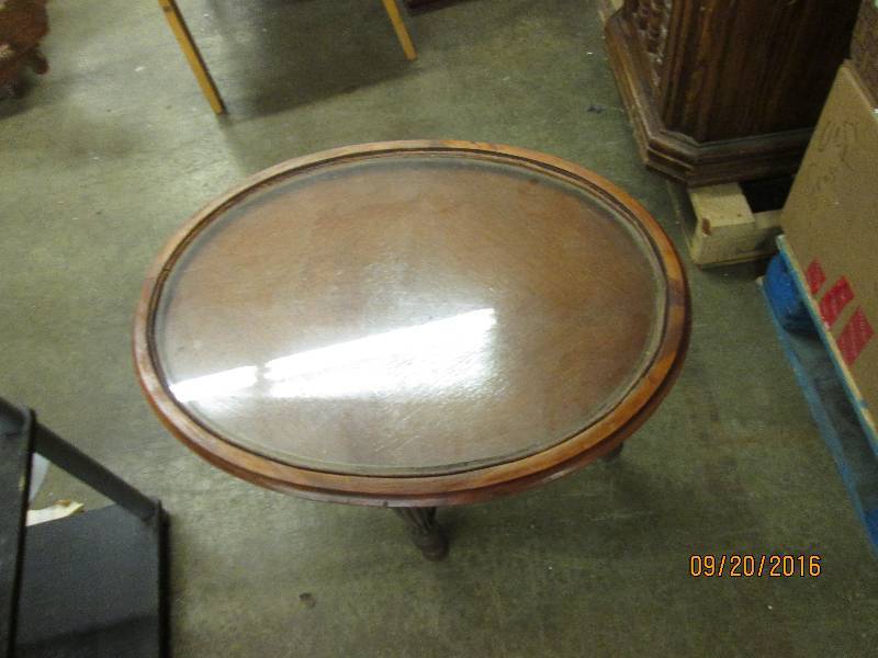 lot 114 image: old end small end table glass is ma...
