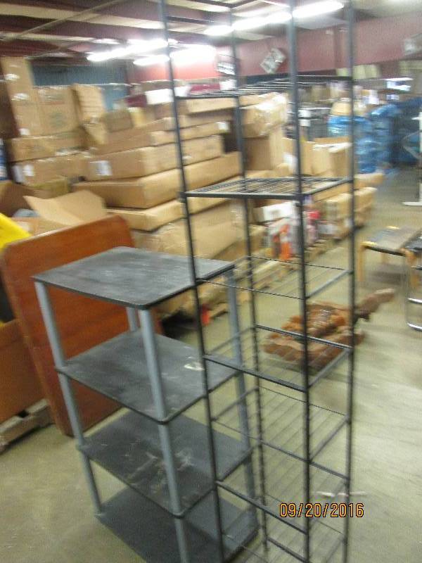 lot 128 image: 2 shelfs tall metal shelf is 72 ta...