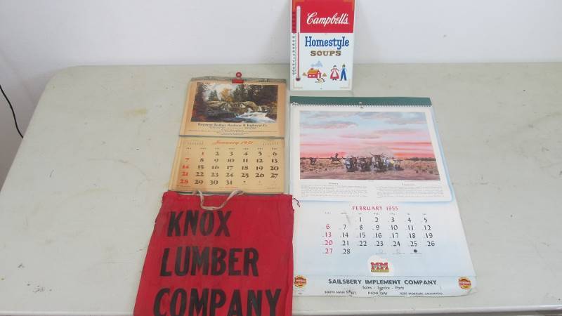 lot 36 image: Advertising Calendars, Thermometer and Cloth KNOX Banner