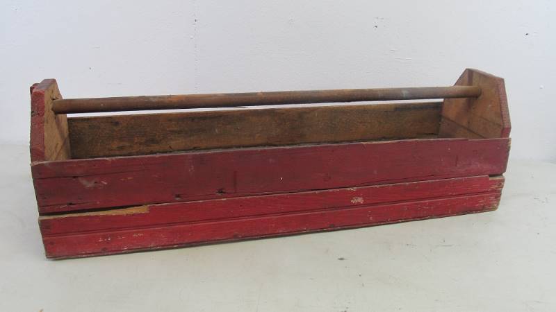 lot 41 image: Antique Painted Wood Tool Carrier