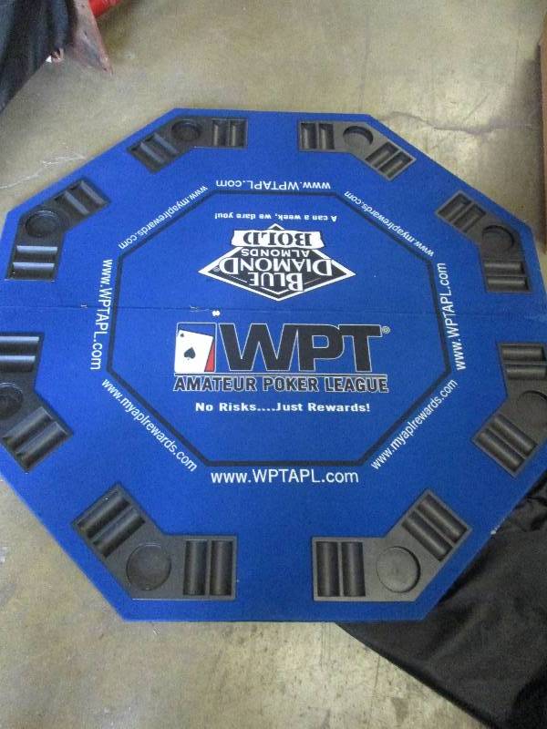 lot 27 image: blue poker table top foldable and i...