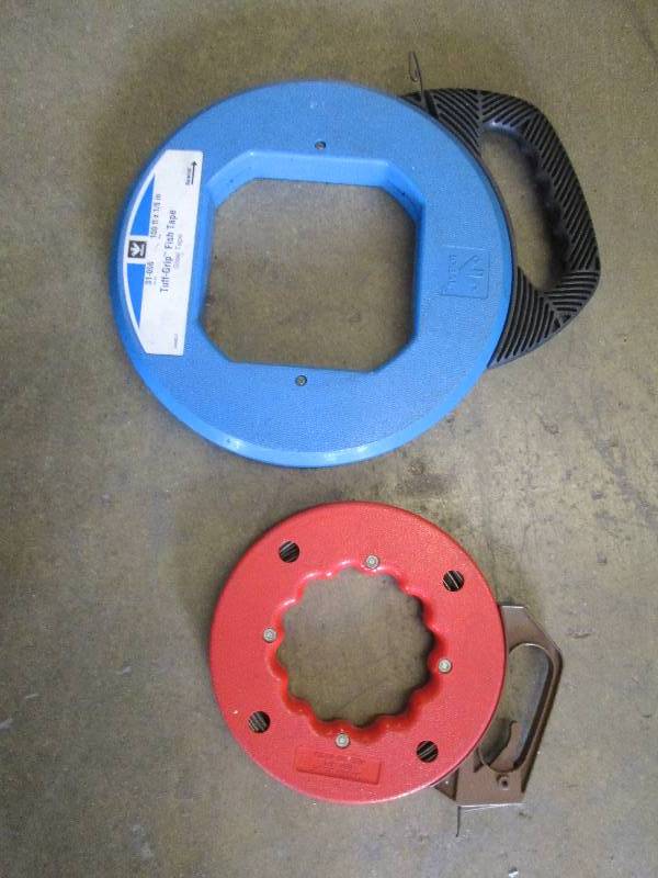 lot 30 image: 2 fish tape reels blue one 100 foot...