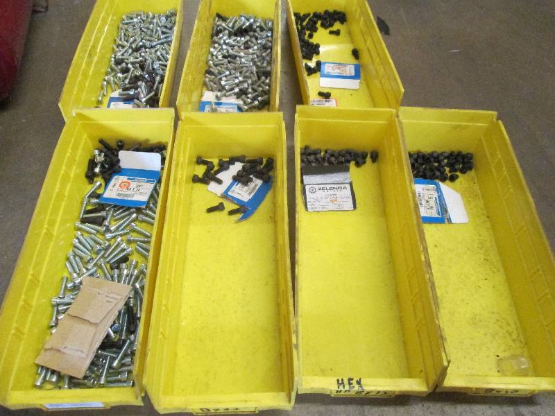 lot 41 image: 7 yellow trays with  assorted bolts...