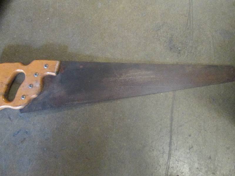 lot 43 image: 1 wood handle saw  29-12 long ...