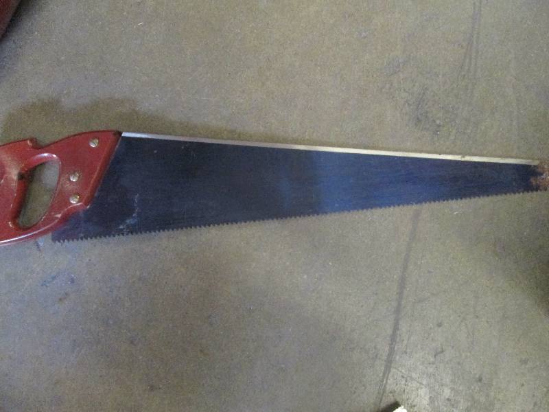 lot 44 image: 1 red wood handle saw 30 long ...