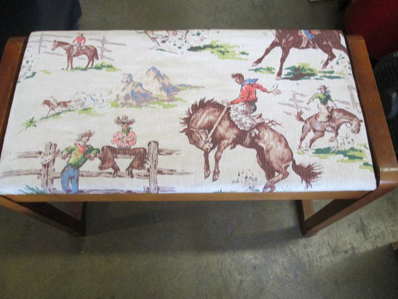 lot 104 image: sitting bench or foot rest with cow...