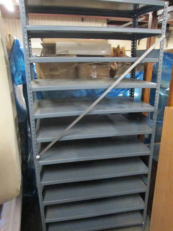 lot 109 image: metal shelving 75 tall x 36 wide ...