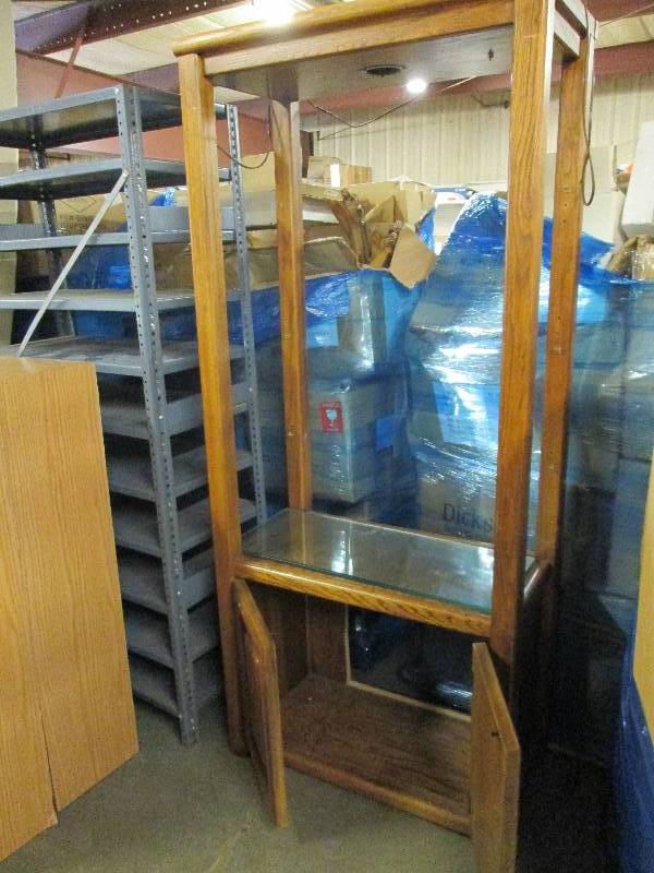 lot 110 image: lighted sheving with glass shelfs a...
