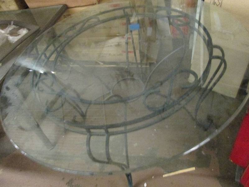 lot 116 image: outdoor round glass top table with ...