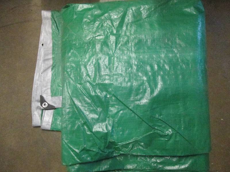lot 121 image: 20 foot long tarp green and grey...