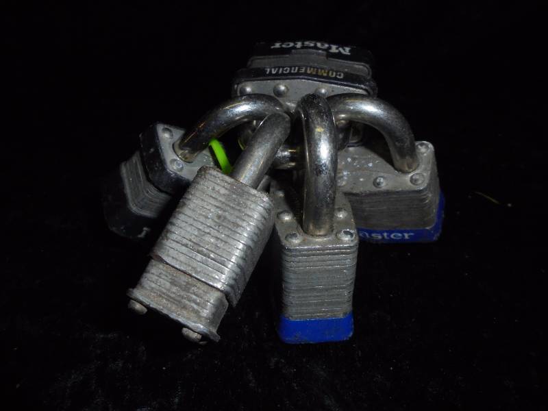 Set of 5 Master Locks, Keyed Alike, Extra Keys