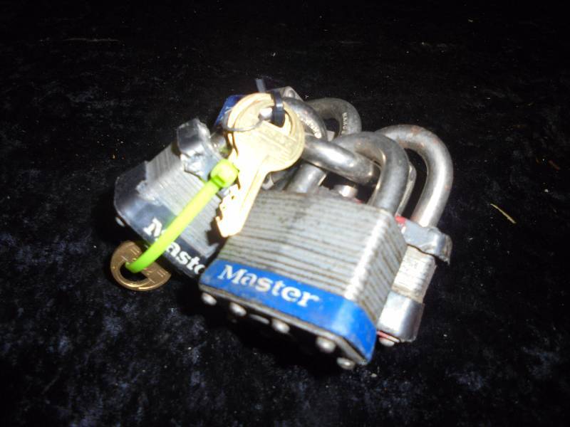 Set of 5 Master Locks, Keyed Alike, Extra Keys
