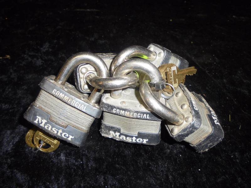 Set of 5 Master Locks, Keyed Alike, Extra Keys