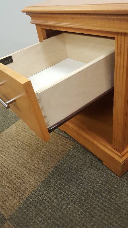 lot 10 image: Quality built night stand by Sorrentino Mariani & Company.  High-end hardware.