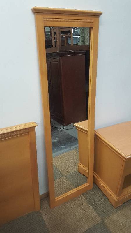 lot 17 image: Designer wall mirror.  Heavy construction. Made of solid maple.