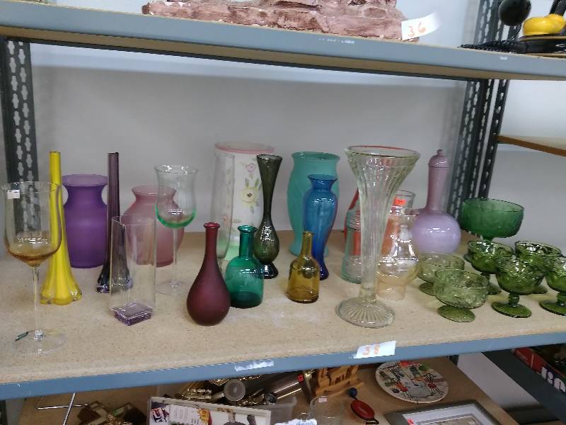 Large VaseColored Glass Lot