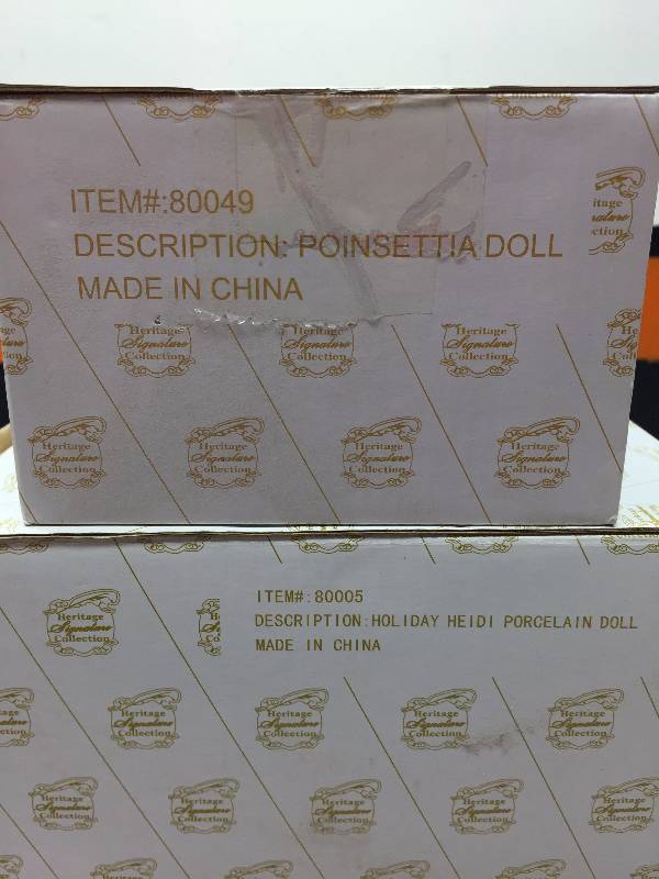 HERITAGE SIGNATURE COLLECTION PORCELAIN DOLLS - POINSETTIA DOLL & HOLIDAY HEIDI