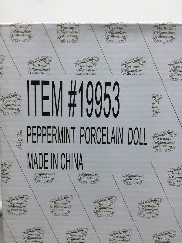 HERITAGE SIGNATURE COLLECTION PORCELAIN DOLL - YULETIDE DOLL& PEPPERMINT DOLL