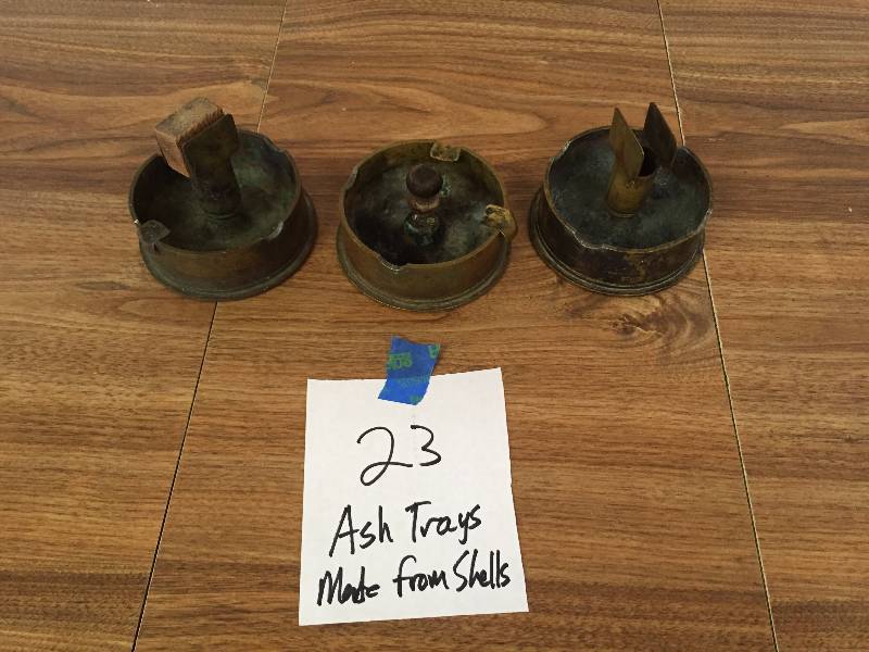 TRENCH ART, OLD BULLET ASH TRAYS