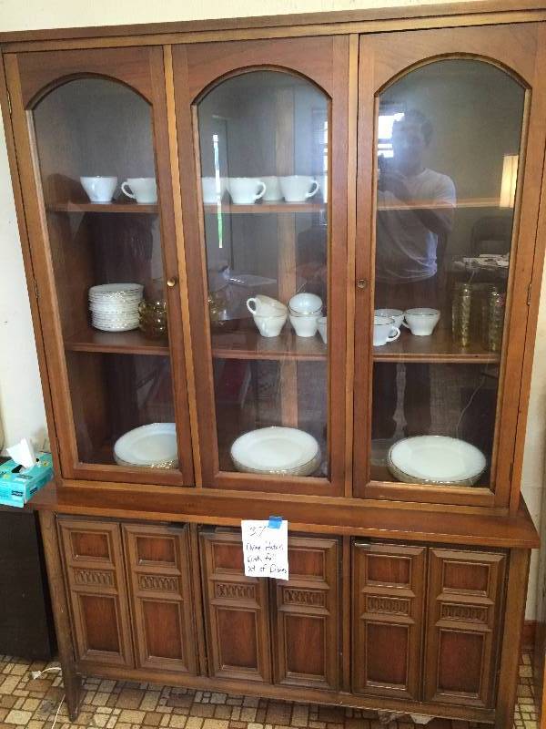 CHINA HUTCH FULL OF DISHES