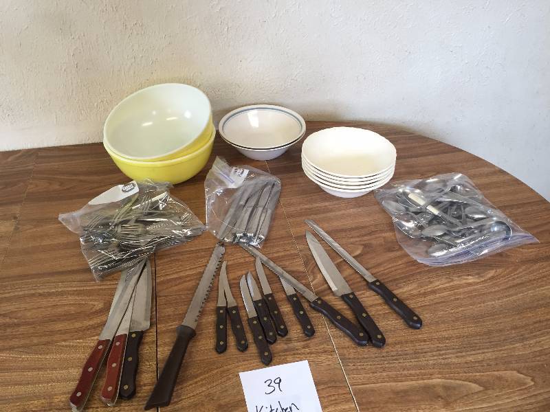 BOWLS, SILVER WARE, KNIVES