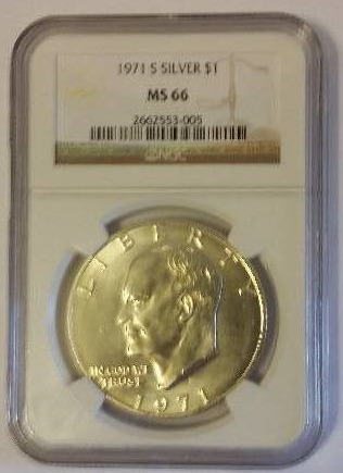 NGC Certified 1971-S Eisenhower Silver Dollar in MS66 Condition