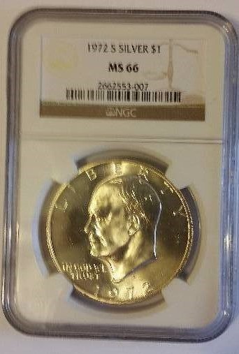 NGC Certified 1972-S Eisenhower Silver Dollar in MS66 Condition