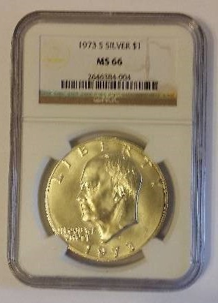 NGC Certified 1973-S Eisenhower Silver Dollar in MS66 Condition