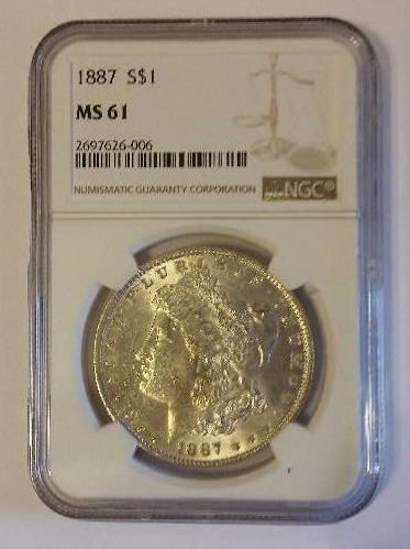 NGC Certified 1887-P Morgan Silver Dollar in MS61 Condition