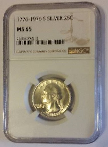 NGC Certified 1776-1976-S Washington Silver Bicentennial Quarter in MS 66 Condition
