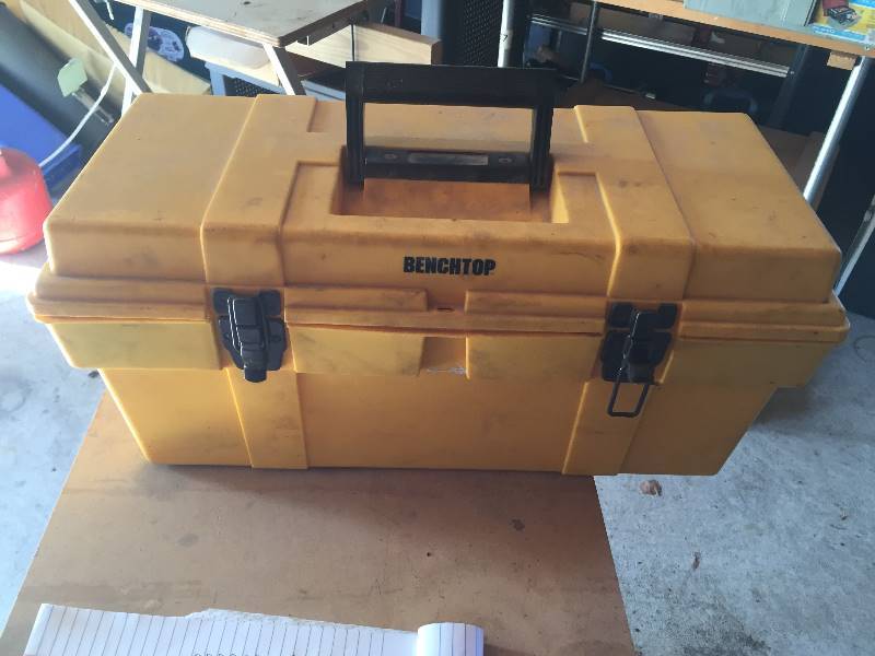 lot 69 image: Benchtop tool box with tools
