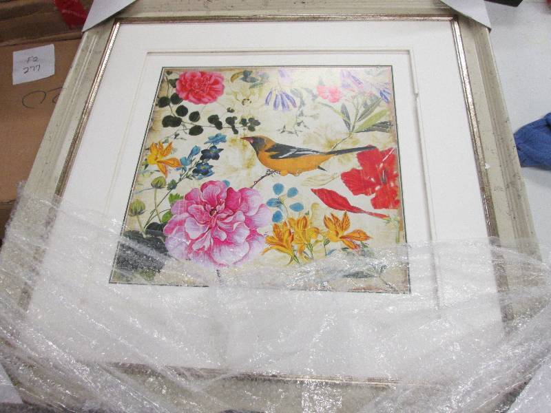 Bird Art 27X27 damaged, broken glas...