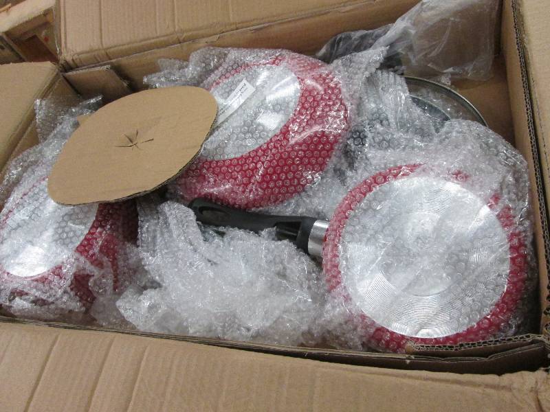 Red Essential Cookware open box, la...