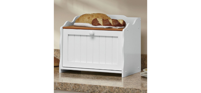 Oak Top Beadboard Bread Box open bo...