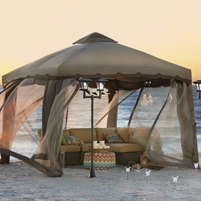 Two-Tone Gazebo with Screen open bo...