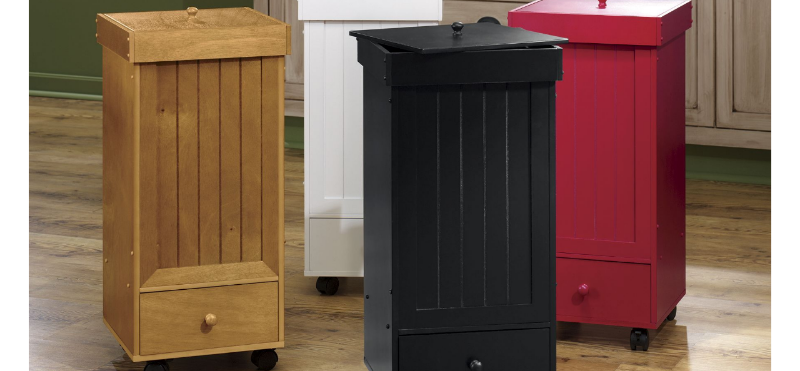 Rolling Trash Bin in Oak open box R...