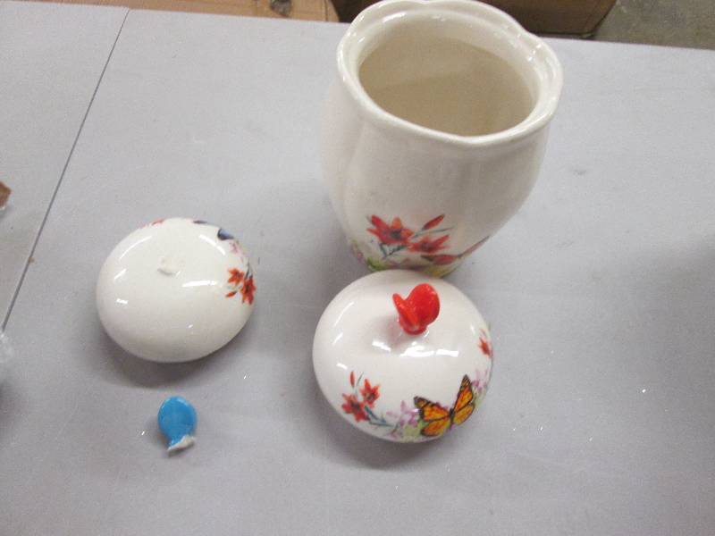 4-Piece Butterfly Canister Set open...