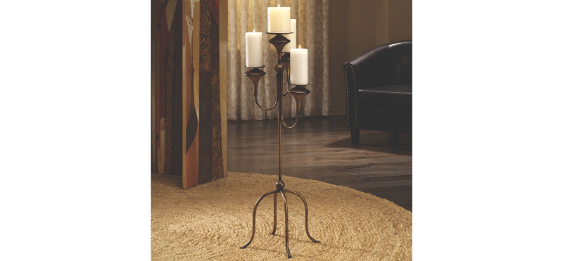 Antiqued Metal Candle Stand open bo...
