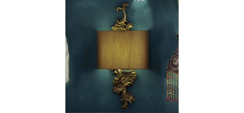Gold Floral Wireless LED Wall Sconc...