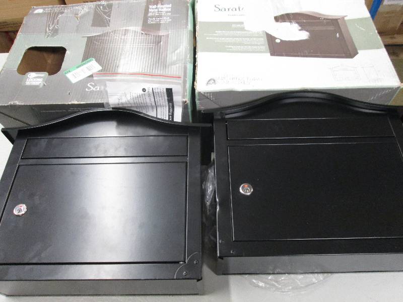 lot 9 image: 2 saratoga wall mounted metal mailb...