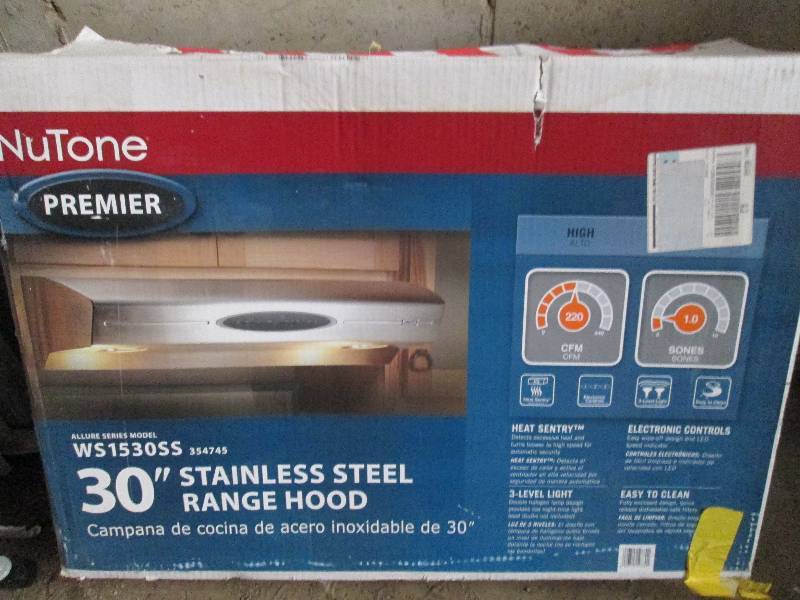 lot 477 image: nutone 30 stainless steel range ho...