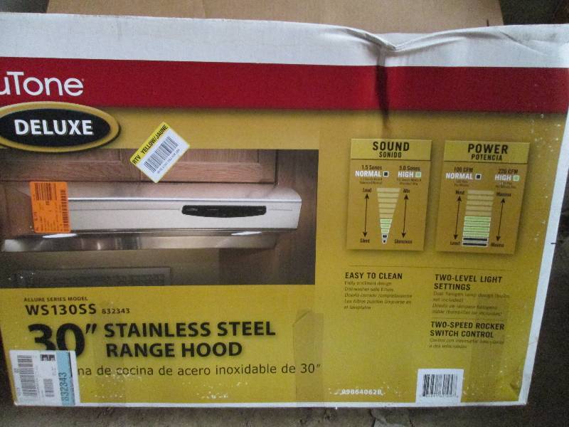 lot 484 image: nutone 30 deluxe stainless steel r...
