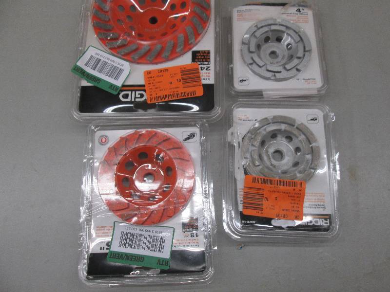 lot 136 image: 4 diamond cup wheels  2 - 4 inch 1-...