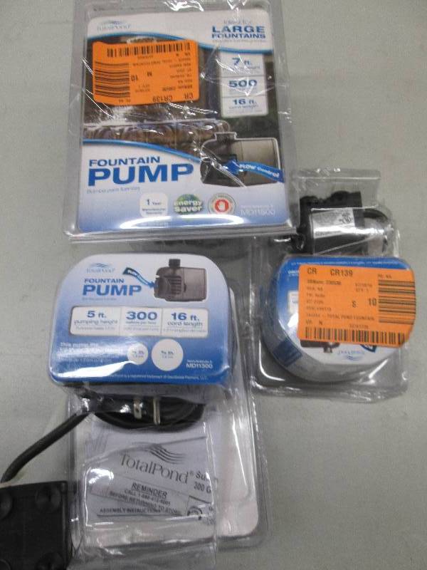 lot 159 image: 3 fountain pumps all open boxes ...