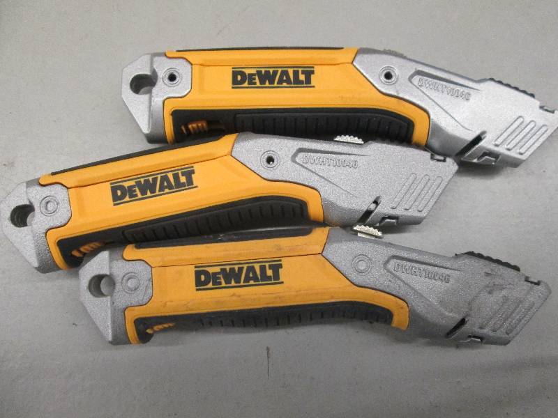 lot 167 image: 3 dewalt utility knifes...